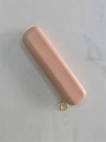 1 pieza Estuche protector de silicona para brochas de maquillaje, bolso de viaje portátil a prueba de polvo para almacenar brochas de maquillaje/lápices/lápiz labial/rímel y otras herramientas cosméticas, bolsa de aseo, bolsa de viaje, almacenamiento de maquillaje, bolsa de playa, vacaciones, artículos esenciales, útiles escolares, artículos esenciales de viaje, para mujer, para dormitorio universitario, para baño