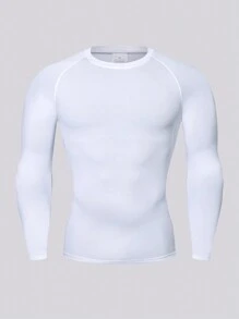 Men's Tight Compression Long Sleeve T-Shirt, Quick Drying And Breathable Fabric, Suitable For Outdoor Sports, Gym Muscle Training, Running, Fitness, Cycling, Ball Sports