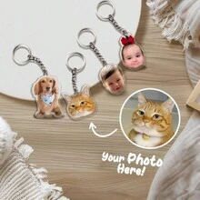 1pc Customized Photo Keychain, Acrylic Pet Keychain, Personalized Dog Keychain, Keychain With Customized Picture Sequines Colorful, Cute, Adorable, Funny, Kawaii Custom, Personalized, Unique, Customized Ideal Gifts For Him, Ideal Gifts For Her Her, Boyfriend, Girlfriend, Family, Friends, Pets, Children, Grandparents Personalized/Customized Keychain, Personalized Gifts For Women/Men