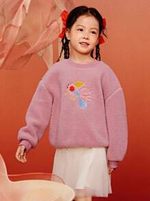 mini bala Tween Girl' Long-Sleeve Sweatshirt, Festive And Warm Winter Top - Pink - View 1