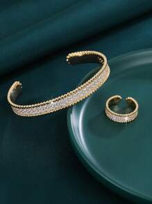 Set di 4 pezzi di bracciale, anello, orecchini e pendente per collana da donna, set di gioielli di moda in zirconia cubica di alta qualità a tema cielo stellato