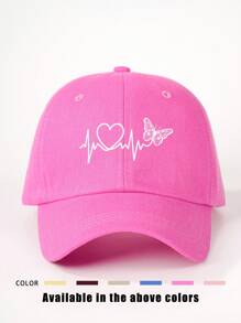 1 件心形和蝴蝶印花棒球帽，可调节户外防晒休闲帽，适合春季、秋季、旅行、海滩度假、Y2K 风格、年轻人 - 棒球帽 - 查看 4