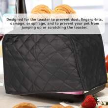 2 Slice Toaster Cover, Polyester Fabric Quilted Toaster Appliance Dust-Proof Cover For Kitchen Small Appliance Dust Cover And Fingerprint Protection - Black - View 5