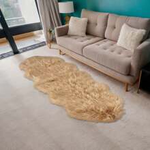 1pc Faux Wool Non-Slip Area Rug/Mat, Modern Minimalist Faux Wool Indoor Carpet, Soft Fluffy Small Rug, Woven Knitted Carpet, Suitable For Living Room, Bedroom, Game Room, Dorm, Sofa, Room Decor, Study And Entertainment Area - Easy To Clean, An Ideal Choice For Year-Round Indoor Home Decor. Can Be Used As A Luxurious Minimalist Living Room Rug, Bedroom Rug Or Bedside Rug. - Khaki - View 19