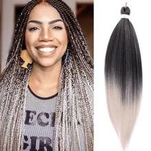 编织头发预拉伸自然易扭辫子 EZ 编织头发 26 英寸热水设置专业合成纤维 Yaki 纹理用于钩针编织接发 - 彩色 - 查看 15