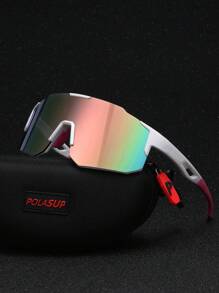 0150688630001-X9337 1pc Men's Pink Multi-Material Mechanic Mask Shape Fashion Glasses For Outdoor Cycling Sports (With EVA Case, Cleaning Cloth & Glasses Strap) Beach Accessories Glasses Shades Looks Street Style And Suit For Sweater Jacket Sweatshirt Hoodie Leather Pants And Cargo PantsY2K Festival For Summer Beach Vacation, Outdoor, Travel