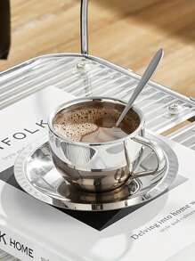 choxila 3 件套咖啡杯，米兰咖啡杯套装，咖啡杯碟勺，马克杯，浓缩咖啡杯，优质不锈钢，适用于浓缩咖啡和手冲咖啡 回到学校 - Coffee Mugs - 查看 10