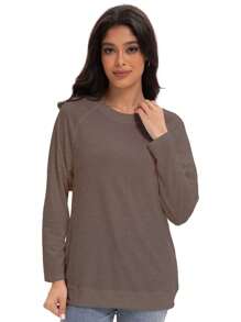 GEREARC Women's Long SSeeved Shirt, Casual Loose Top, Autumn Fashion Dress, Basic Fashion Clothing - 咖啡灰 - 查看 3