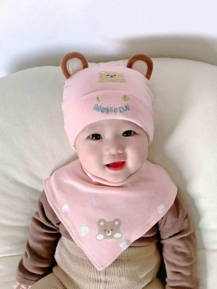 1顶婴儿帽，适合3-6-12个月大的男孩女孩，可爱的春秋季新生儿睡眠帽。 - 粉紅色-單帽 - 查看 1