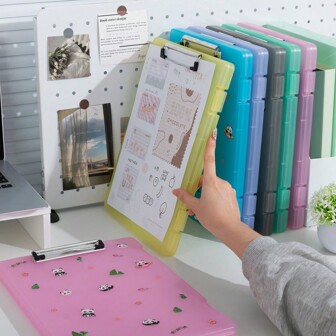A4 Cardboard Cartoon Panda File Folder Clipboard, Thick Document Organizer Box, Multi-Functional Desk Pad With Storage