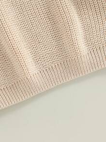 Suéteres de cuello redondo para bebés pequeños, jerseys de punto sueltos de color sólido de manga larga - Beis - Ver 7