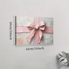 1pc Framed Canvas Poster, Pink Gift Bow Valentine's Day  Girl Preppy Decor Wall Art Canvas Paintings, Ideal Gift For Bedroom Living Room Corridor, Wall Art, Room Decoration - Multicolor - View 8