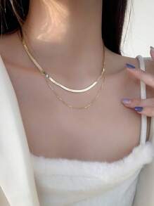 Fashion Short Necklace With Double Layer Design 18k GOLD Plating 925 Silver - Gold - View 10