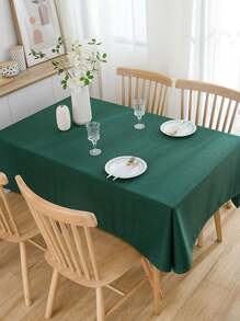 1pc Solid Color Linen Waterproof Oil-Proof Rectangular Tablecloth For Home, Party, Wedding, Restaurant, Table Decor