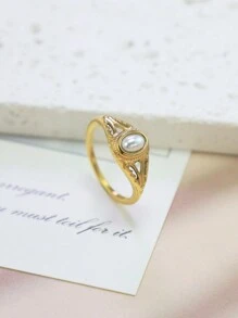 1pc Freshwater Pearl Flower Pattern Women Delicate Pearl Ring - Multicolor - View 2