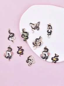 10 件混合风格花蛇金属合金饰品吊坠女士珠宝 DIY 设计工艺品 - 彩色 - 查看 1