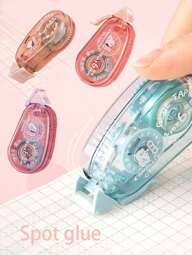 4 Stücke/1 Stück 4m Länge x 6mm Breite punktemusterter dekorativer Klebeband für Studenten und Büro, doppelseitiges transparentes Bastler-Klebeband, zufällige Farbe