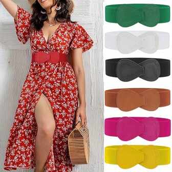2 pièces/Set Ceinture élastique polyvalente et décontractée pour femmes, accessoire de robe d'été, école