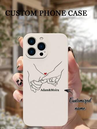 נרתיק טלפון מותאם אישית, יכול להתאים אישית שם, סיסמא, אותיות, תואם לאייפון, נגד נפילה, עמיד בפני שחיקה, עמיד בפני טביעות אצבע, כיסוי מגן רך TPU קצה מלא, מתנה אידיאלית עבור אישי, שותף, משפחה, חבר, חבר הכי טוב, יום הולדת, יום נישואין