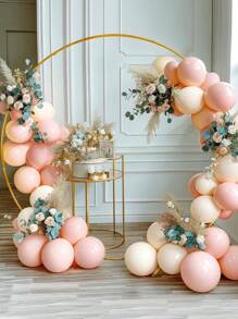 1 套圆形金属气球拱门 4.92/5.9/6.56 英尺气球架，派对背景架，适用于节日、生日、婚礼、毕业典礼装饰 - 金色 - 查看 10