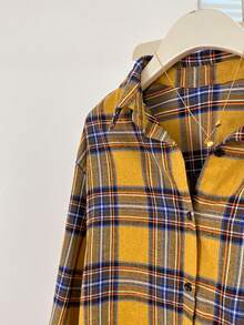 YUXIN Retro American Plaid Print Long Sleeve Shirt For Women, Spring/Autumn, Unique Design Chic Loose Blouse