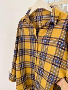 YUXIN Retro American Plaid Print Long Sleeve Shirt For Women, Spring/Autumn, Unique Design Chic Loose Blouse