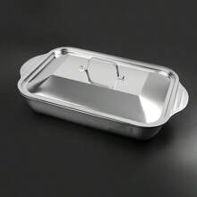 Ldq Oversized Heavy Duty Stainless Steel Bakeware With Lid-Non-Stick Thickened Rectangular Oven Tray, Suitable For Desserts, Bread And Seafood-Perfect For Barbecue, Buffet And Festivals - 黑色 - 查看 9