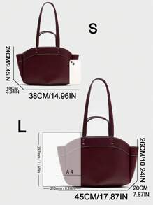 New Women's Large Capacity Canvas Tote Bag, Fashion Shopping Handbag, Bag For Women Elegant, Luxury - 酒紅色 - 查看 5