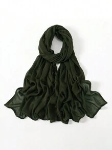 2pcs/1pc Wide-Brim Chiffon Scarf For Women, Fashionable Breathable Long Scarf, Muslim Hijab Headscarf, Suitable For Daily Comfortable And Versatile Wear