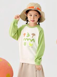 mini bala Young Girl' Family Matching Sweatshirt, Cute Spring Long-Sleeve Top - Green - View 3