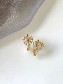 1 Pair Fashionable S925 Sterling Silver Hollow Heart Zirconia Double Circle Earrings, Luxury Jewelry For Women, Suitable For Friends,Holidays, Birthday And Party Gifts