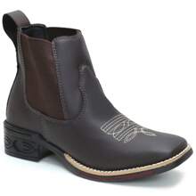 Women's Short Boot With Elastic Side Embroidered Coffee - 咖啡棕 - 查看 4