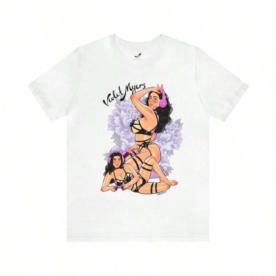 Violet Myers - Unisex Short Sleeve Tee, Round Neck T-Shirt, White, Grey, Dark Grey Or Black T-Shirt - 白色 - 查看 1