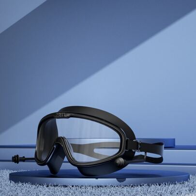 1入組兒童大框泳鏡,防水,防霧,防uv,適合泳池、戲水、海灘、衝浪、潛水使用,採用矽膠製造