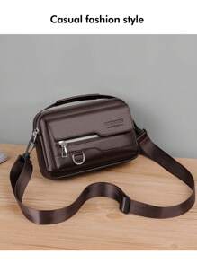 复古男女通用斜挎包，PU 皮革单肩/斜挎包，男士吊带胸包，学生背包，腰包，手提包，多口袋大容量，可调节肩带，方便商务、通勤、购物、赠送朋友和家人、生日、节日 - 彩色 - 查看 12