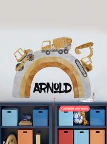 1 Piece / 3 Pieces Cartoon Construction Truck, Crane, Excavator, Plane Wall Sticker, Customized Text Wall Sticker, For Bedroom, Living Room, Study, School Classroom, Corridor Decoration, PVC Removable Gifts Birthday Graduation - Multicolor - View 5