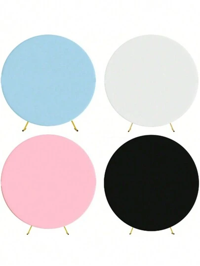 1 Piece 5ft, 6ft, 6.6ft (Approx. 1.5m, 1.8m, 2m) White, Pink, Black, Light Blue Round Background Cover Round Arch Cover With Buckle Polyester Fiber Fit Round Balloon Arch Cover Fits Wedding Birthday Party Decorations