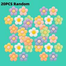 1 Set Of 5/10/20/30/50pcs Random Flower Themed Shoe Decorations, Can Be Matched With Other Shoe Accessories For Decoration. Suitable For Birthday, Party, Holiday, Valentine's Day. Shoe Decor, Shoe Accessories, Shoe (Accessories) Decoration