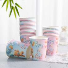 Gender Reveal Party Disposable Dinnerware Set, 7/9 Inch Gender Bear Party Plates & Napkins, Gender Reveal Party One-Time Paper Plates, Party Decorations Suitable For Gender Reveal Party,Christmas