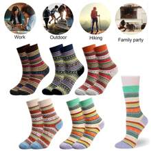 5/10 Pairs Women Thick Socks Wool Thermal Warm Knitting Nordic Ladies Socks Winter - B (5 pairs) - 查看 6