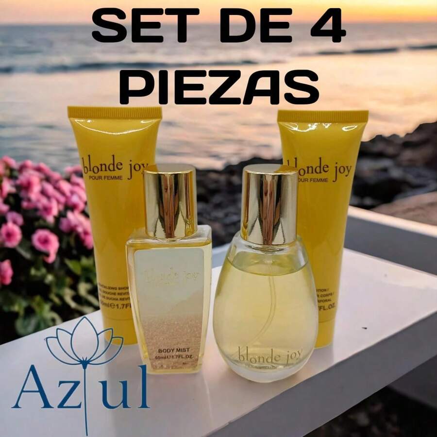 SET DE 4 PZS PERFUME STORY OF LOVE, LOCIÓN, CREMA CORPORAL Y PERFUME DE CABELLO Caja De Regalo Perfumes De Flores De Boutique Para Mujer Juego e 4 Perfumes Ligeros Fragmento Floral De Madera Para Mujer4 EN 1 kit de perfumes BODY FRAGANCIA LOCION CORPORAL ,PERFUME ,PERFUME CORPORAL,GEL DE DUCHA EN CASO DE BLONDE JOY. BLINK STARS CREMA CORPORAL,PERFUME DE CABELLO, PERFUME , PERFUME CORPORAL - Dorado - Ver 1