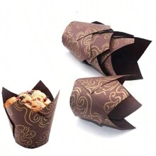 LIFETALK Solid Tulip Paper Muffin Cake Baking Cups