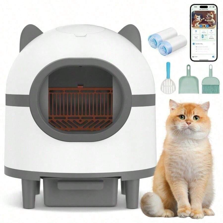 Cat Litter Box Robot Odor Removal Self Cleaning Automatic Cat Litter Box - 灰色的 - 查看 1