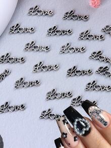 20 件银色合金情人节情书美甲装饰，3D 金属情书美甲饰品，Y2K 美甲配件美甲装饰，DIY 美甲配件工具，适合沙龙，送给女士的绝佳礼物 - 彩色 - 查看 2