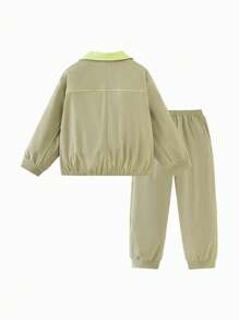 mini bala Tween Girl' Dragon Year Tracksuit, Loose-Fit Fashionable Spring Outfit - Green - View 2
