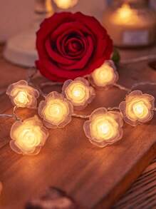 1 件 1.5/3/6 米家居装饰可爱塑料玫瑰花仙女灯串，电池供电，室内装饰玫瑰花灯串，家居装饰，房间装饰，墙壁装饰花灯，适用于婚礼装饰，情人节装饰灯