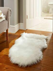 Solid Fluffy Rug, White Plush Warm Floor Mat For Living Room, Bedroom ,Room Decor - White - View 1