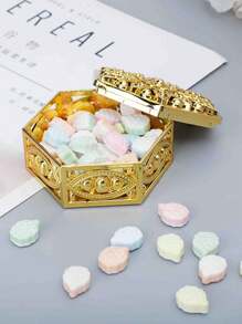 1pc Unisex Couple Hollow Hexagon Plated Cosmetics Organizer Box, Jewelry & Accessories Storage Case, Portable Dust-Proof Organizer Box For Outdoor Travel, Home, Office, School, Daily Use Back To School - Multicolor - View 4