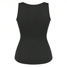 Slimming Women Tummy Control Shapewear Abdomen Compression Camisole Cami Vest Scoop Neck Tank Top Body Shaper Ladies Underwear Undershirts Shaping Tops Shirts Wide Shoulder Strap No Pad - Black - View 9