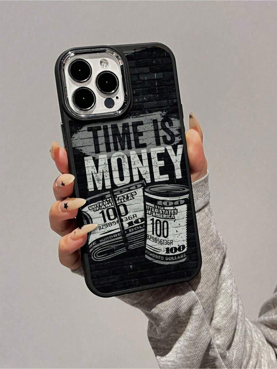 Funda de teléfono móvil de silicona líquida con patrón "El tiempo es dinero", de protección total del Body, a prueba de golpes y caídas, de goma suave TPU, compatible con iPhone - Multicolor - Ver 1